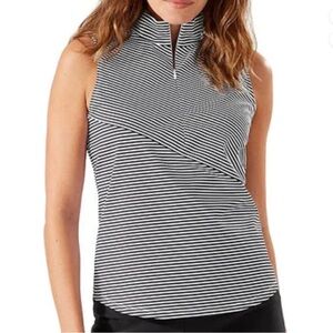 TOMMY BAHAMA Islandzone Women XL Black White Stripe Aubrey Mock Performance Tank